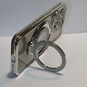 Silver Glitter Phone Case with Ring Holder